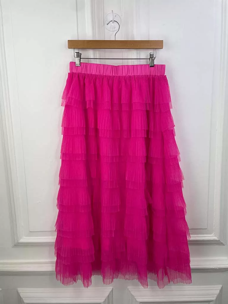 Malissa J Ruffle Tulle Skirt - Hot Pink