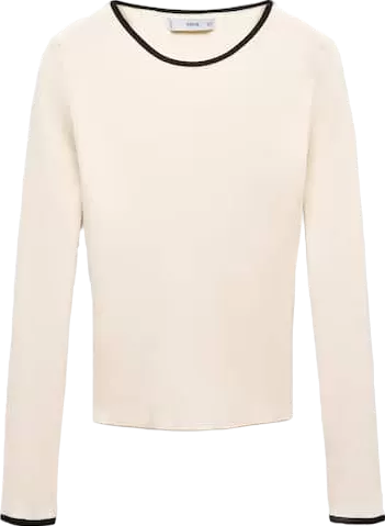 MANGO Cream Contrast Trim Sweater BNWT UK M