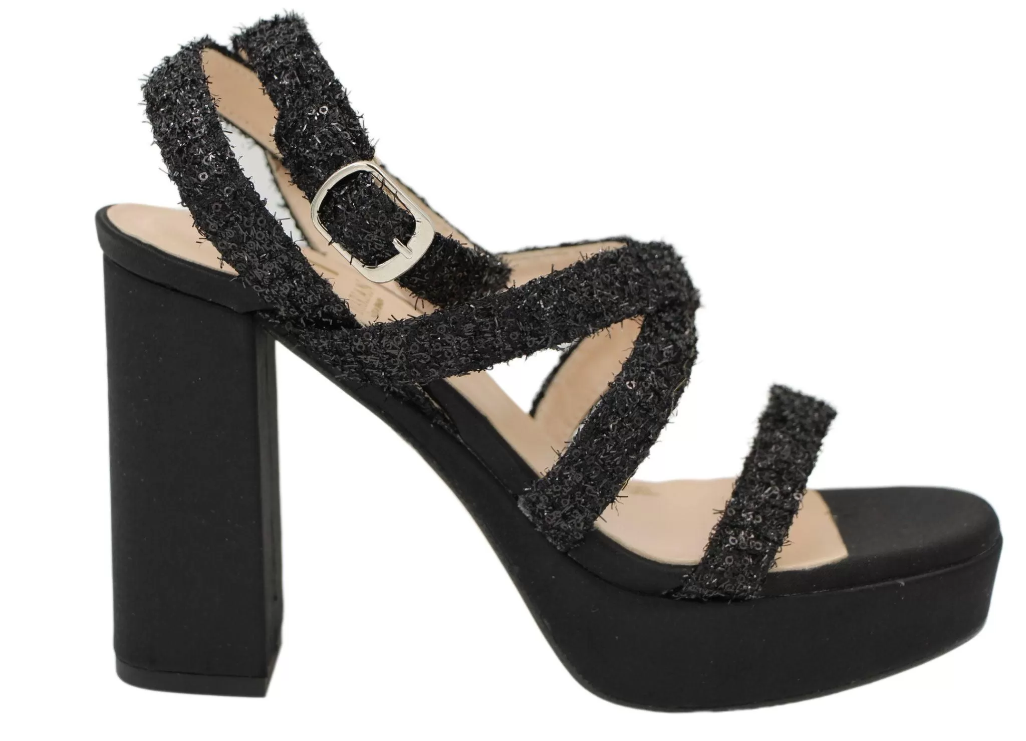 MARIAN Black Sparkly strappy Platform Sandal 55602