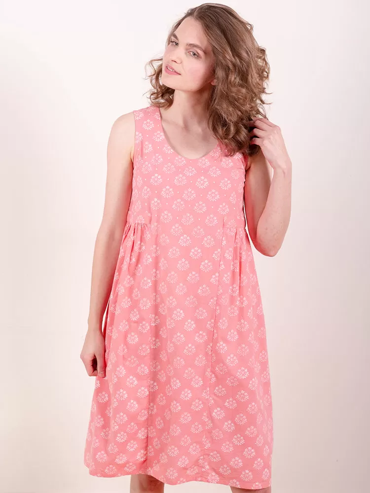 Melody Midi Dress - Floral Stamp Rose