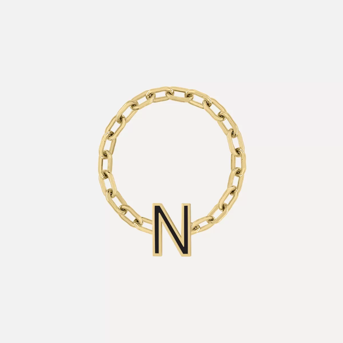 Mini Long Link Chain Ring with Enamel Letter