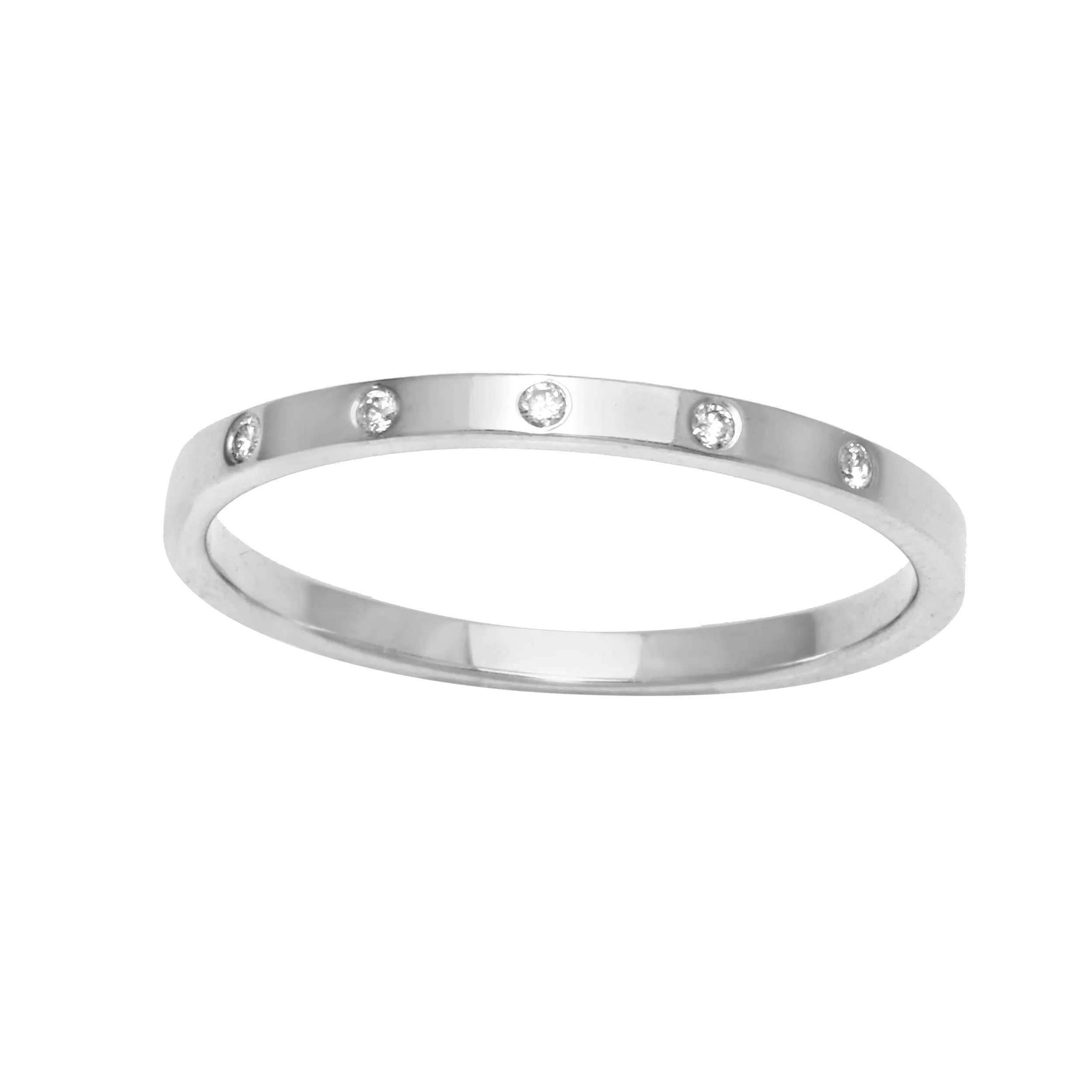 Minimalist Gypsy Set Diamond Wedding Band