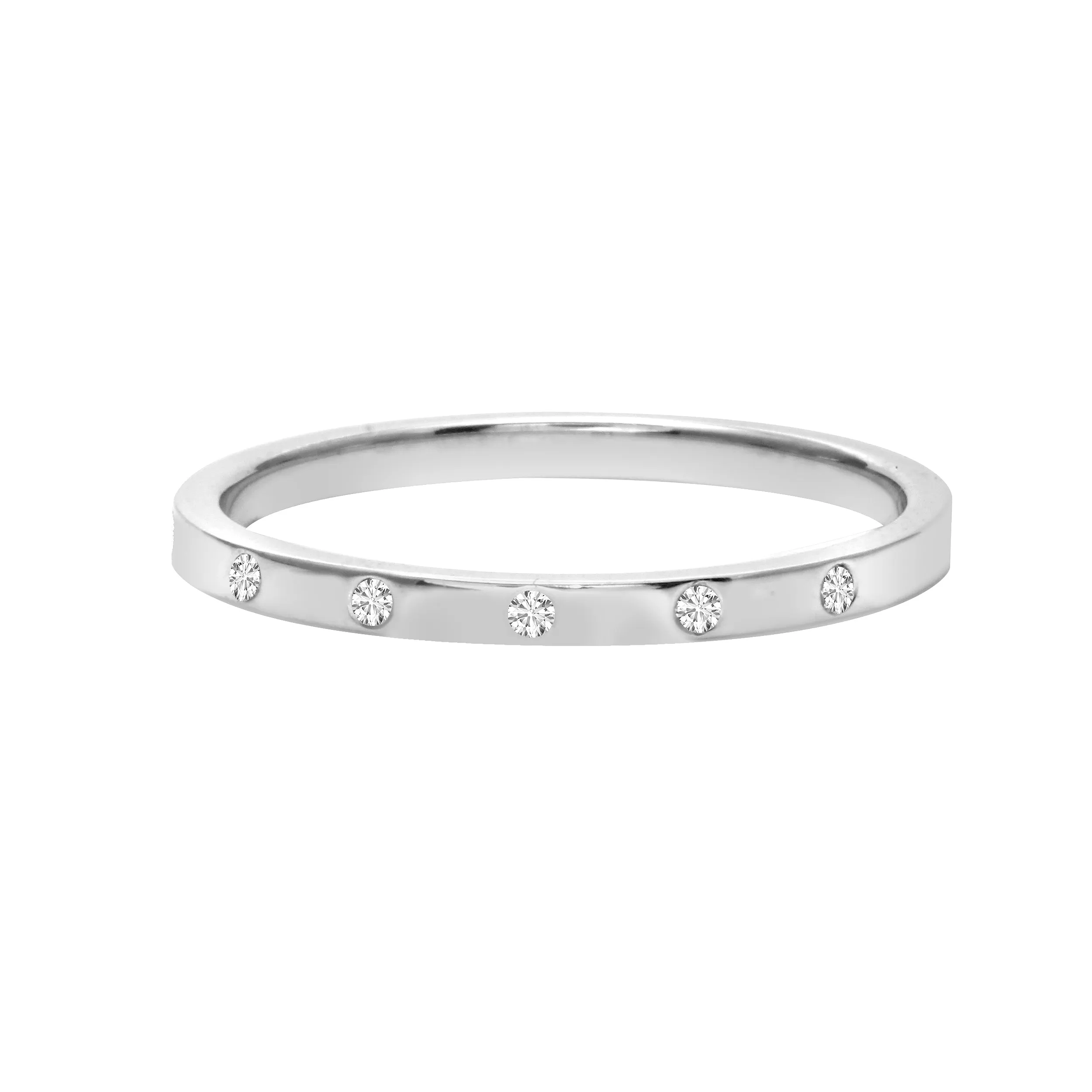 Minimalist Gypsy Set Diamond Wedding Band