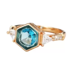 Modern Fashion Geometric Blue/White CZ Chic Design Ring