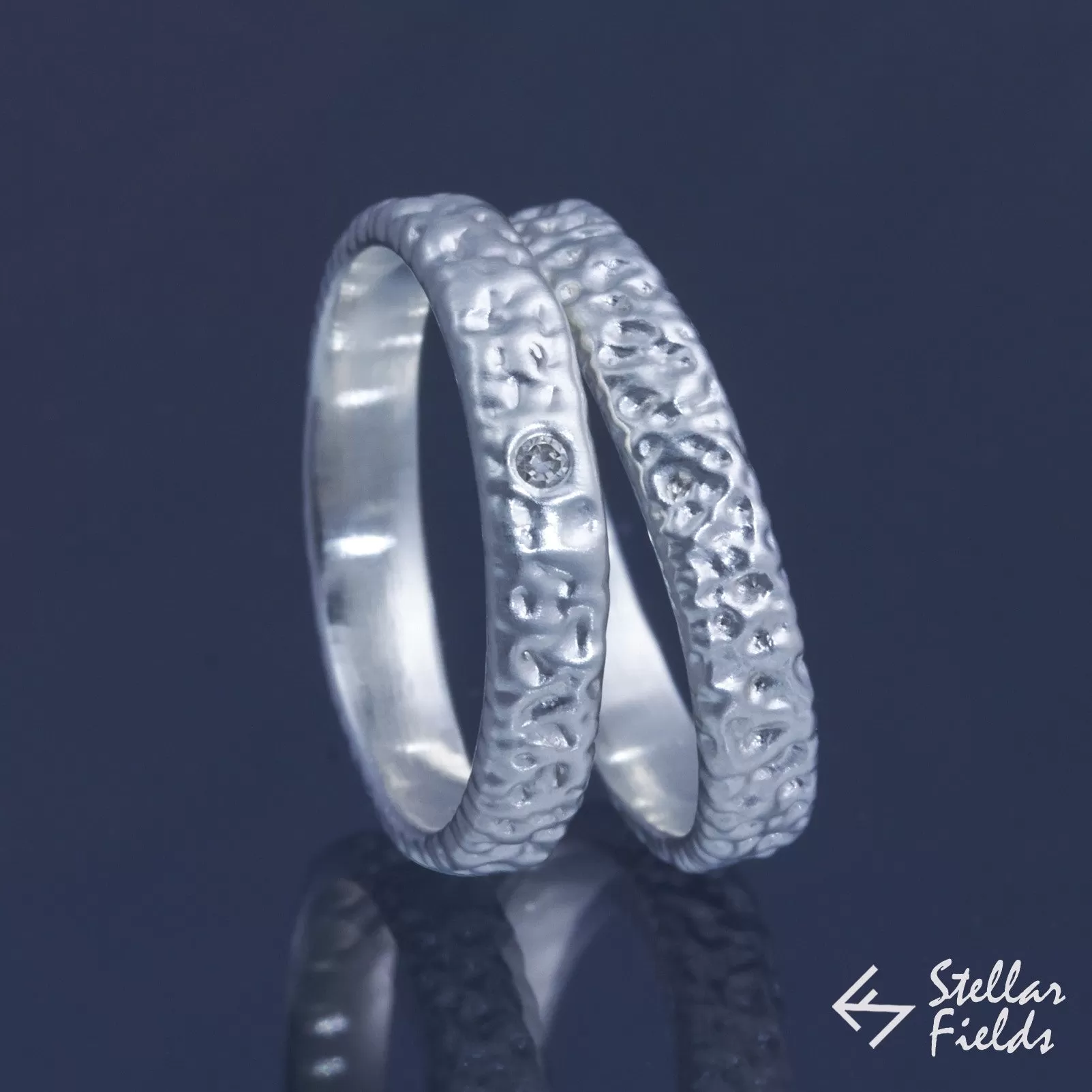 Modern Ripple Textured Wedding Ring Band