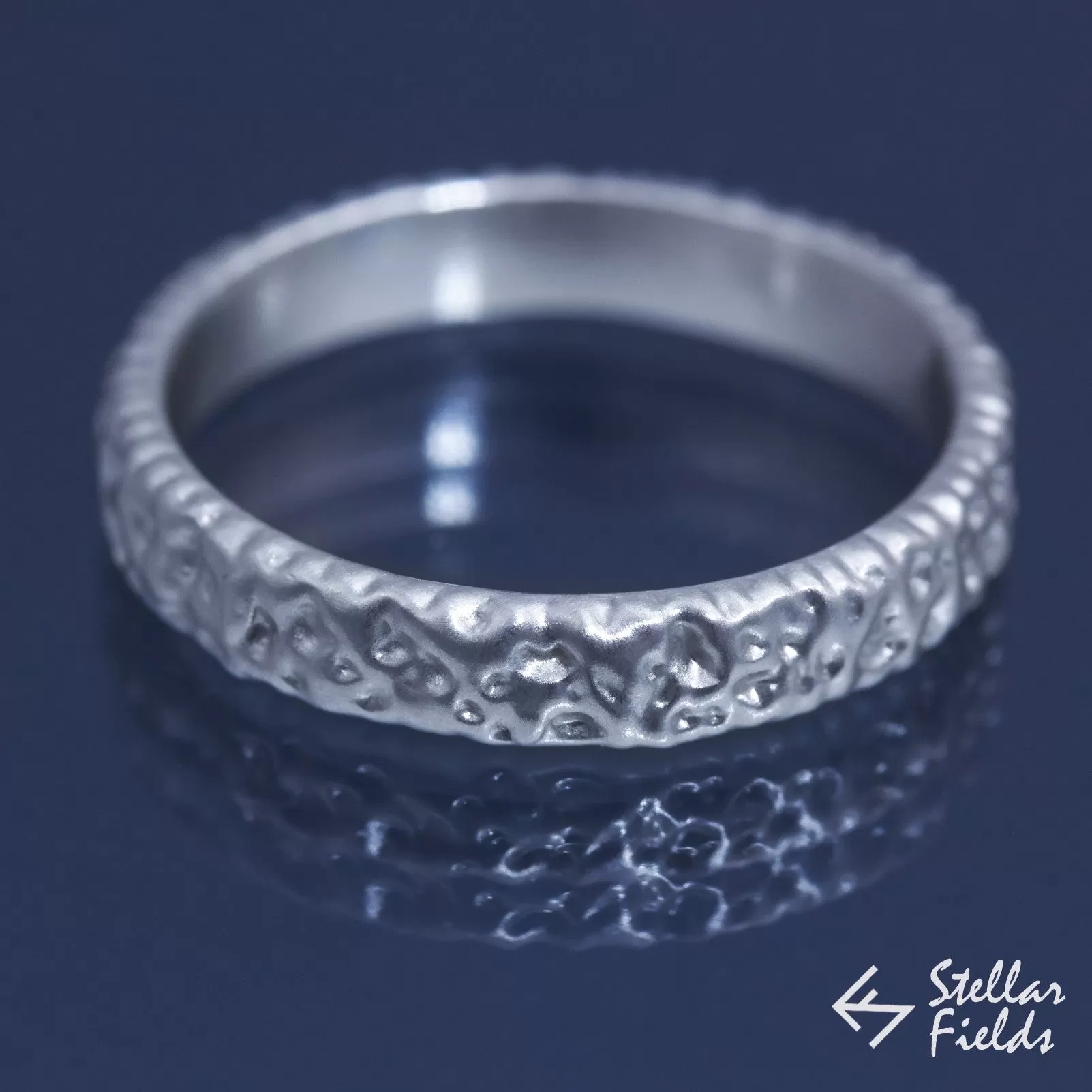 Modern Ripple Textured Wedding Ring Band