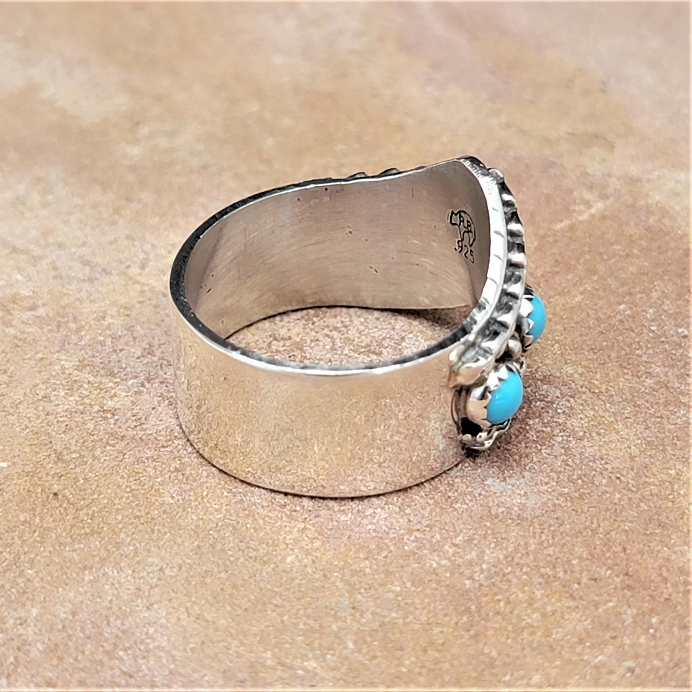 Navajo Five Turquoise Stones Band