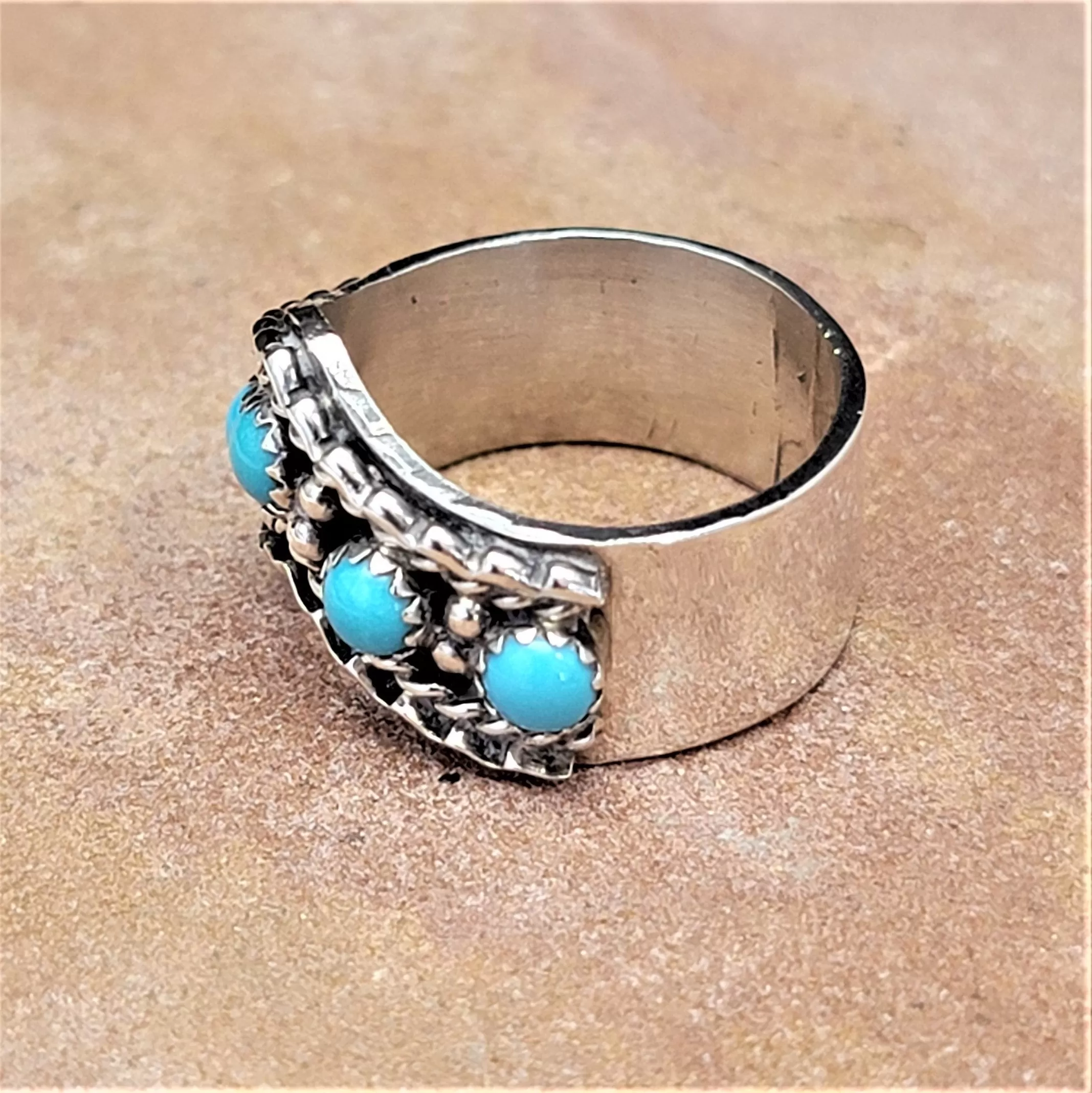 Navajo Five Turquoise Stones Band