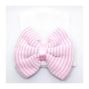 Newborn Baby hat-white pink bow