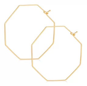 Octagon Gold Hoop Earrings - Polygon Hoops