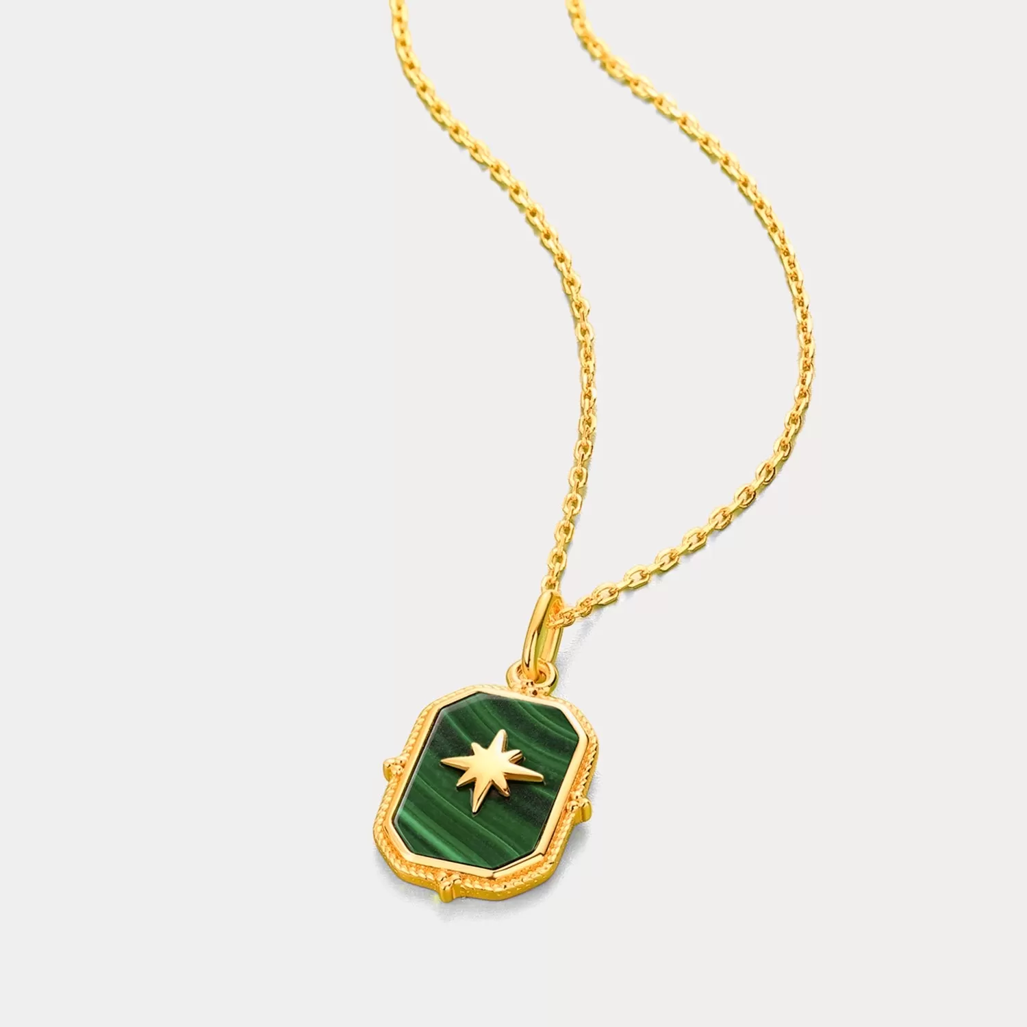 Octagon Malachite Pendant Necklace