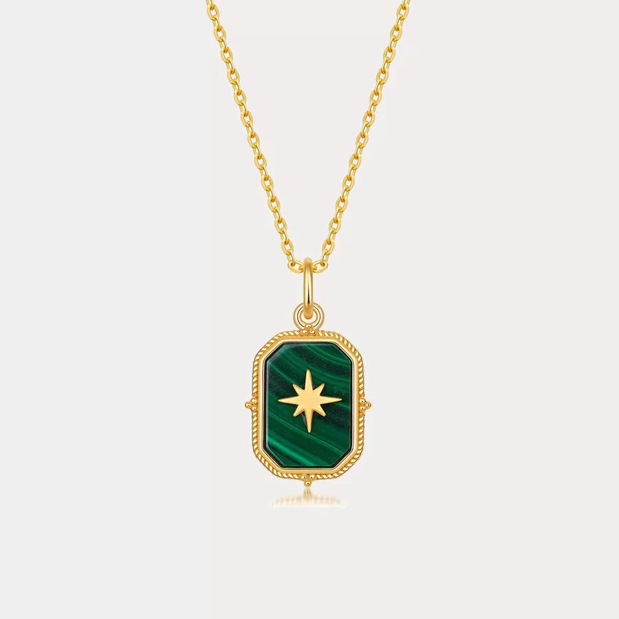 Octagon Malachite Pendant Necklace