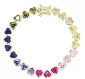 Ombré Rainbow Heart Stone Tennis Bracelet