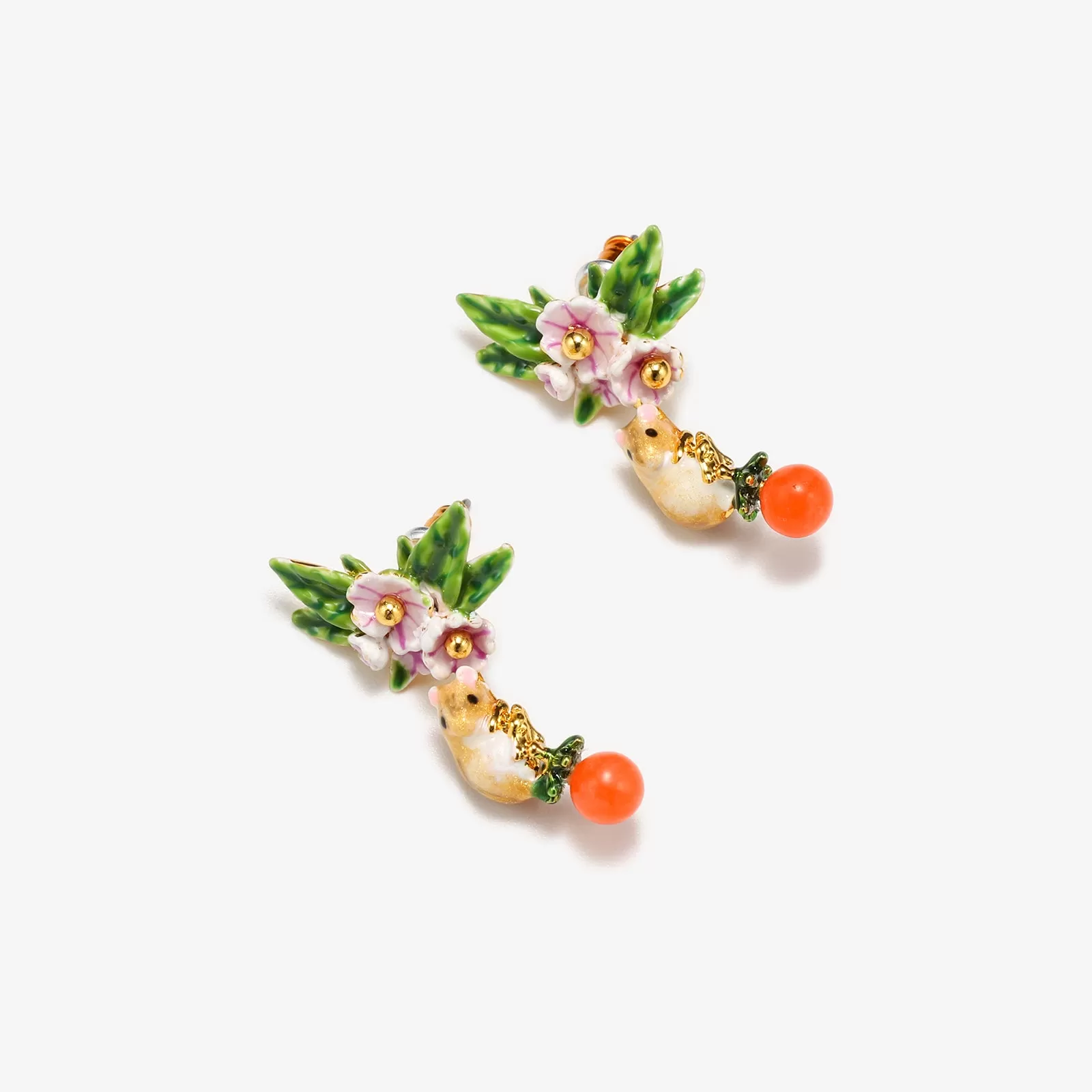 Orchard Hamster Enamel Earrings