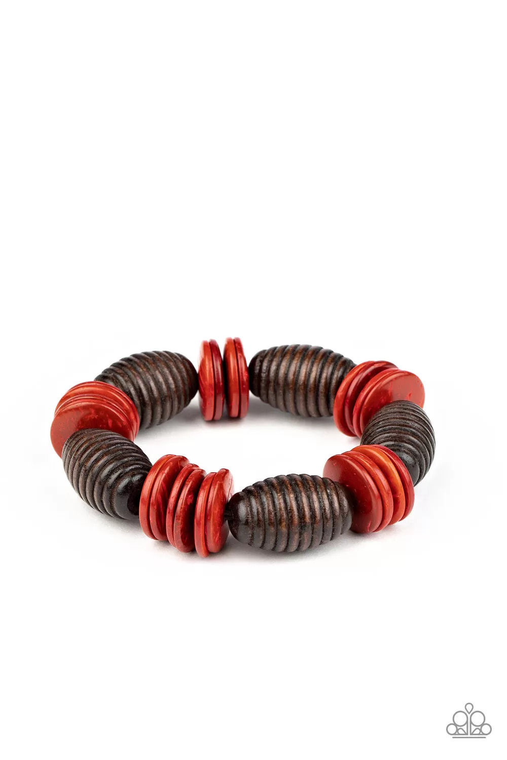 Paparazzi Caribbean Castaway - Red Wooden Bracelet