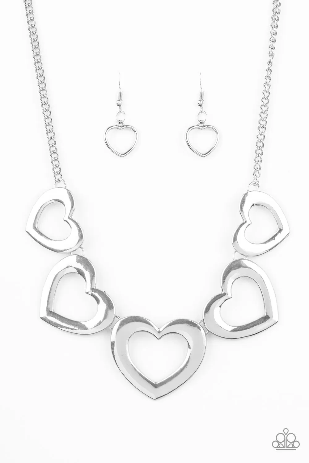 Paparazzi Hearty Hearts - Silver Necklace