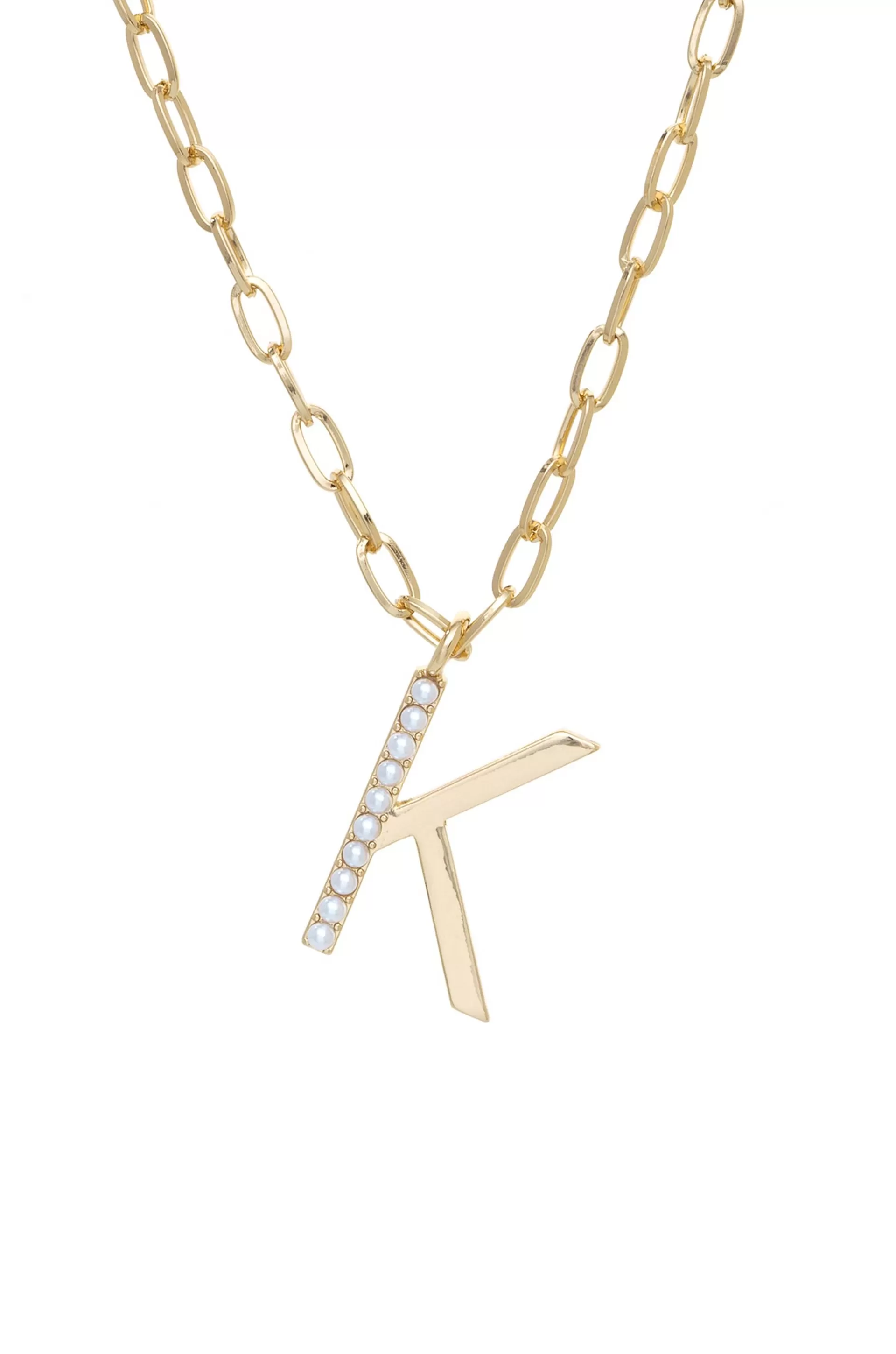 Pearl Initial 18k Gold Plated Necklace