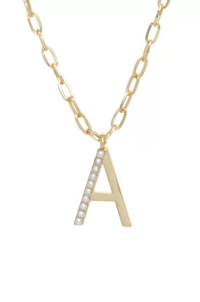 Pearl Initial 18k Gold Plated Necklace