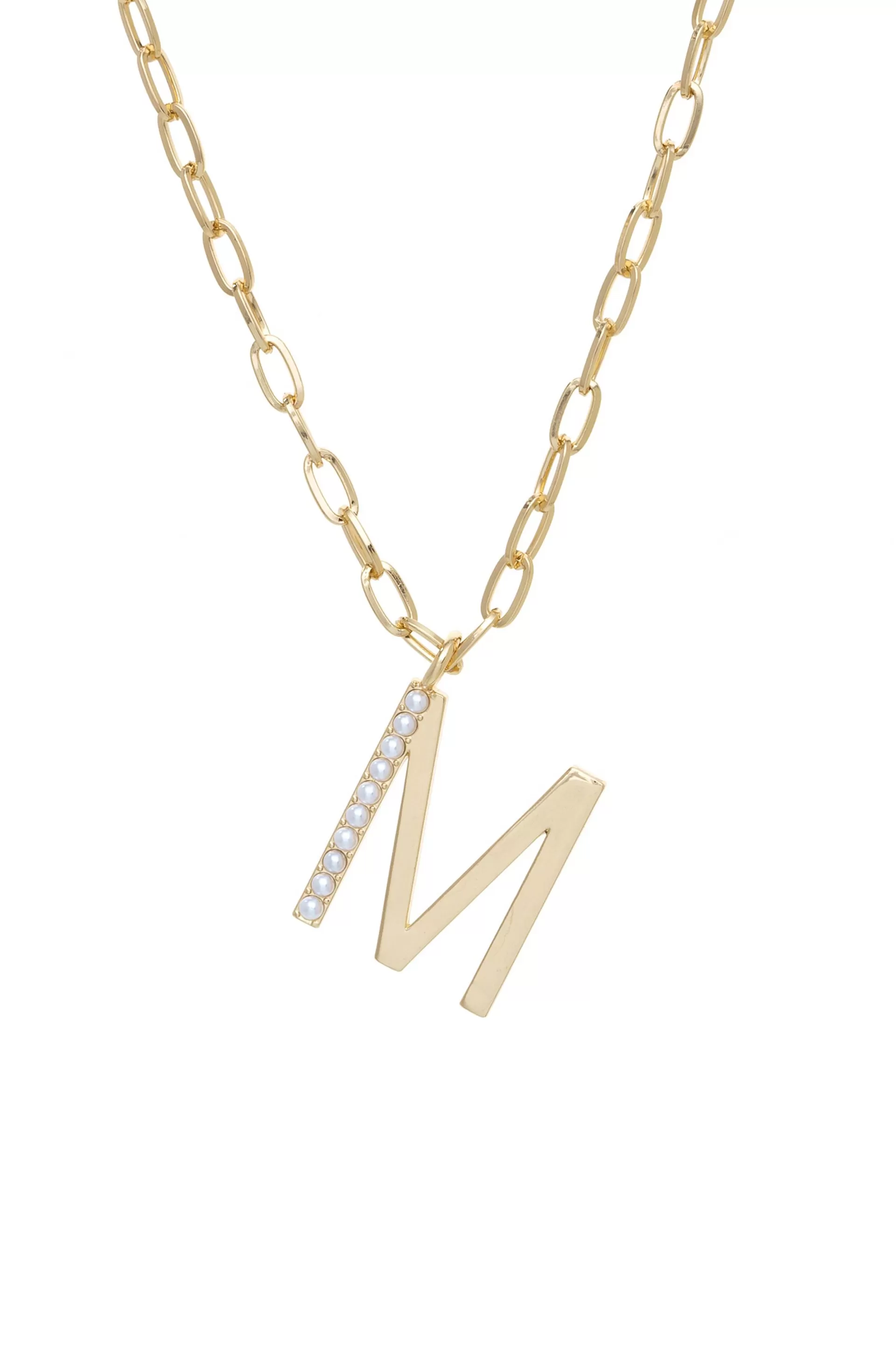 Pearl Initial 18k Gold Plated Necklace