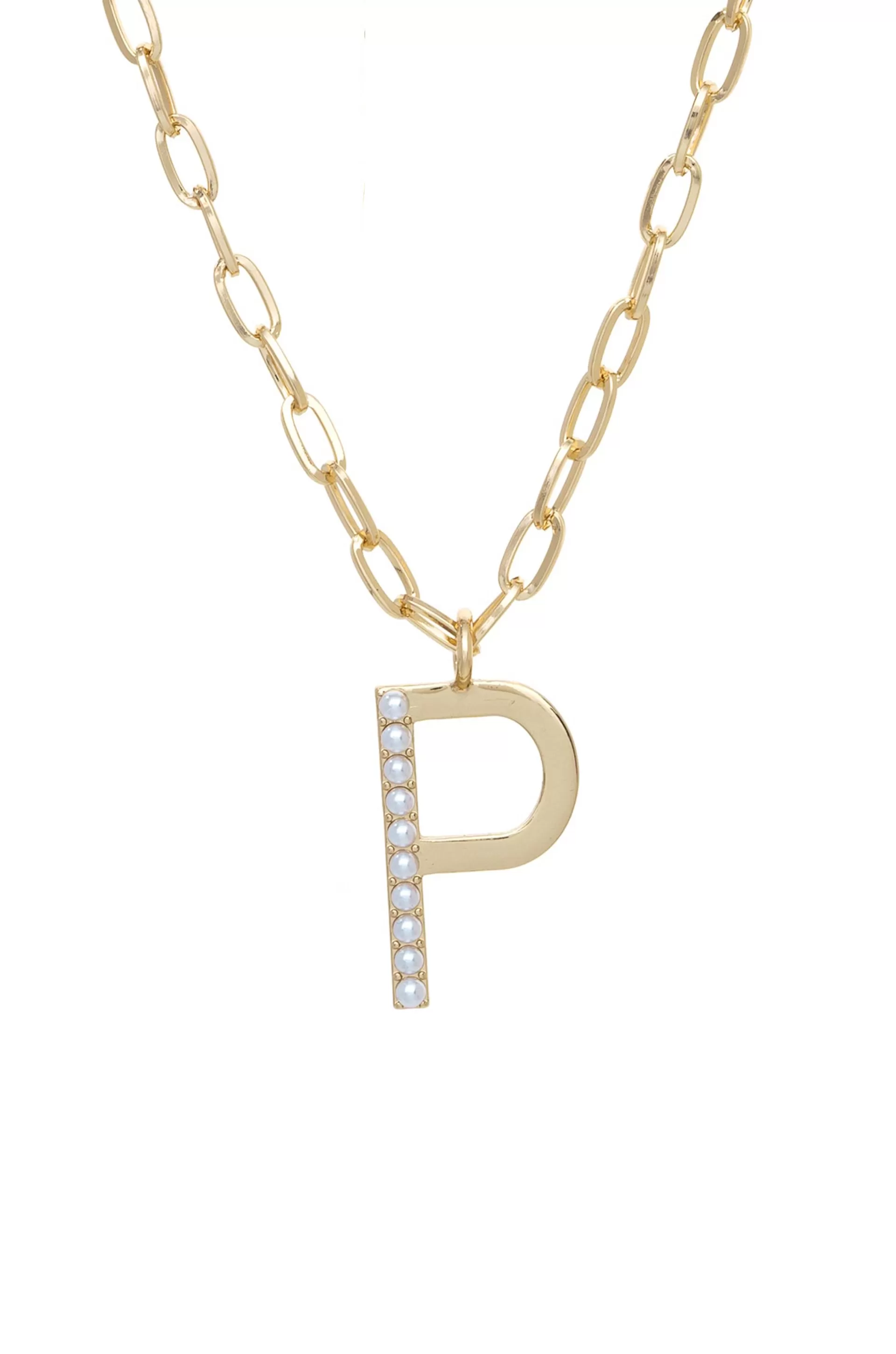 Pearl Initial 18k Gold Plated Necklace