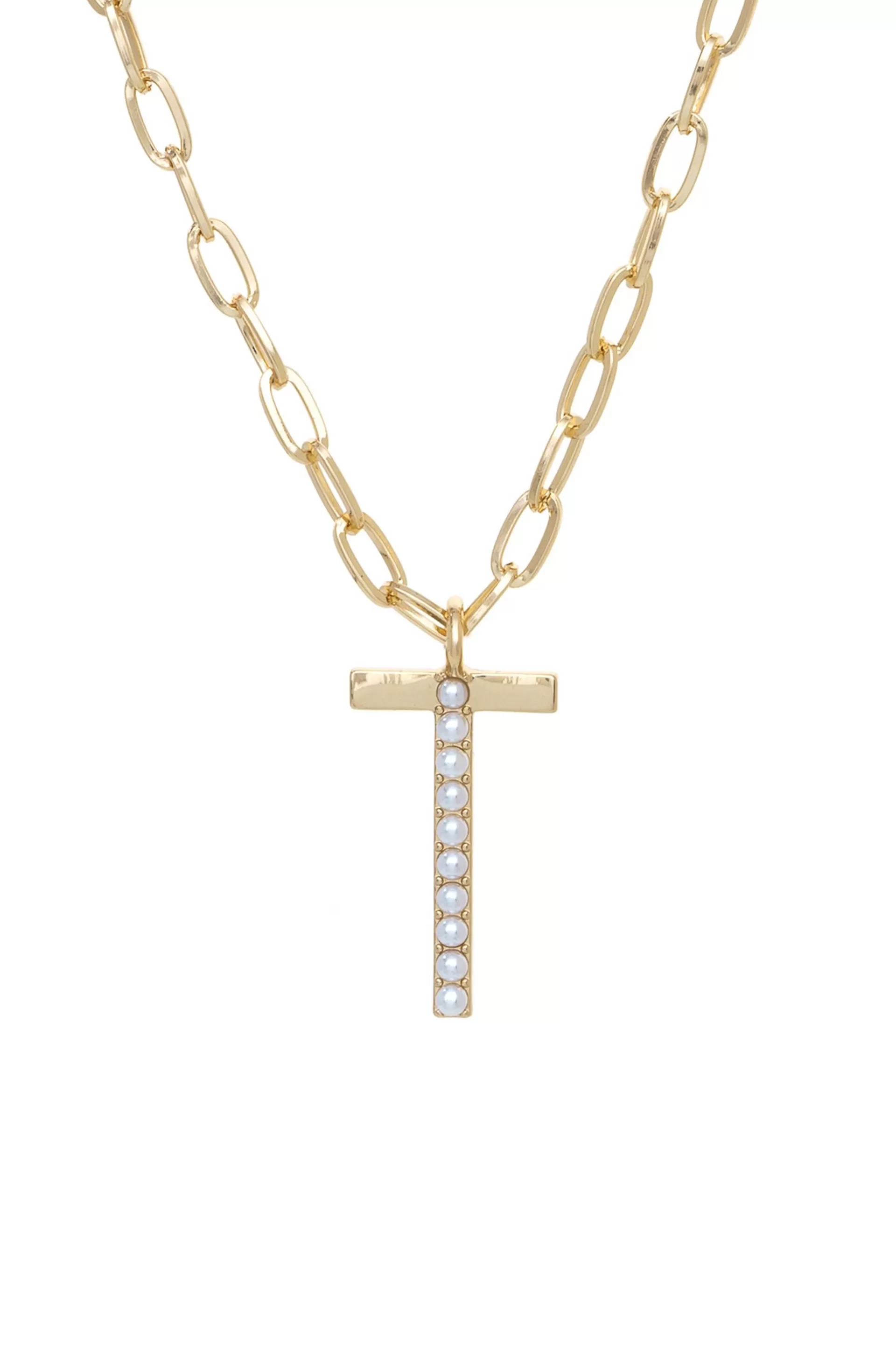 Pearl Initial 18k Gold Plated Necklace