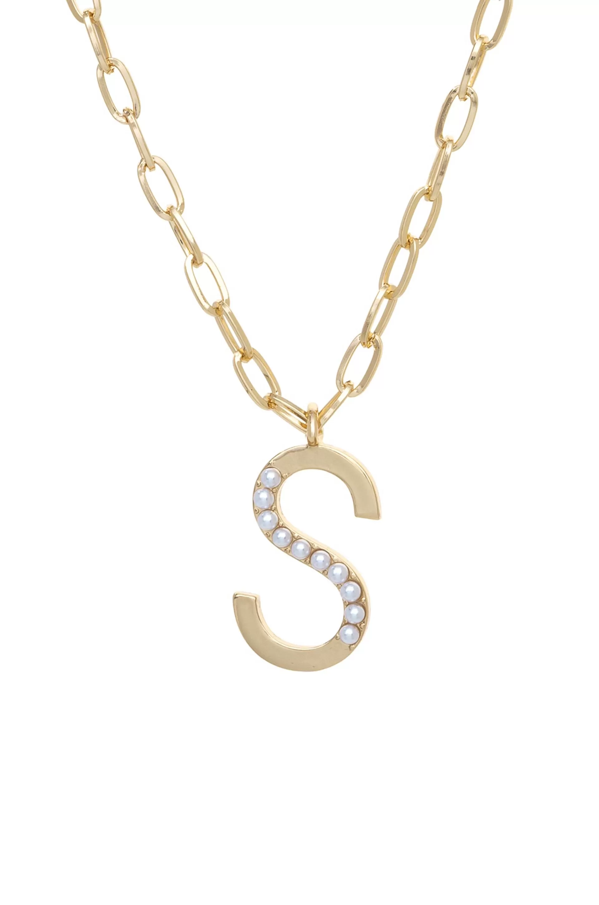 Pearl Initial 18k Gold Plated Necklace