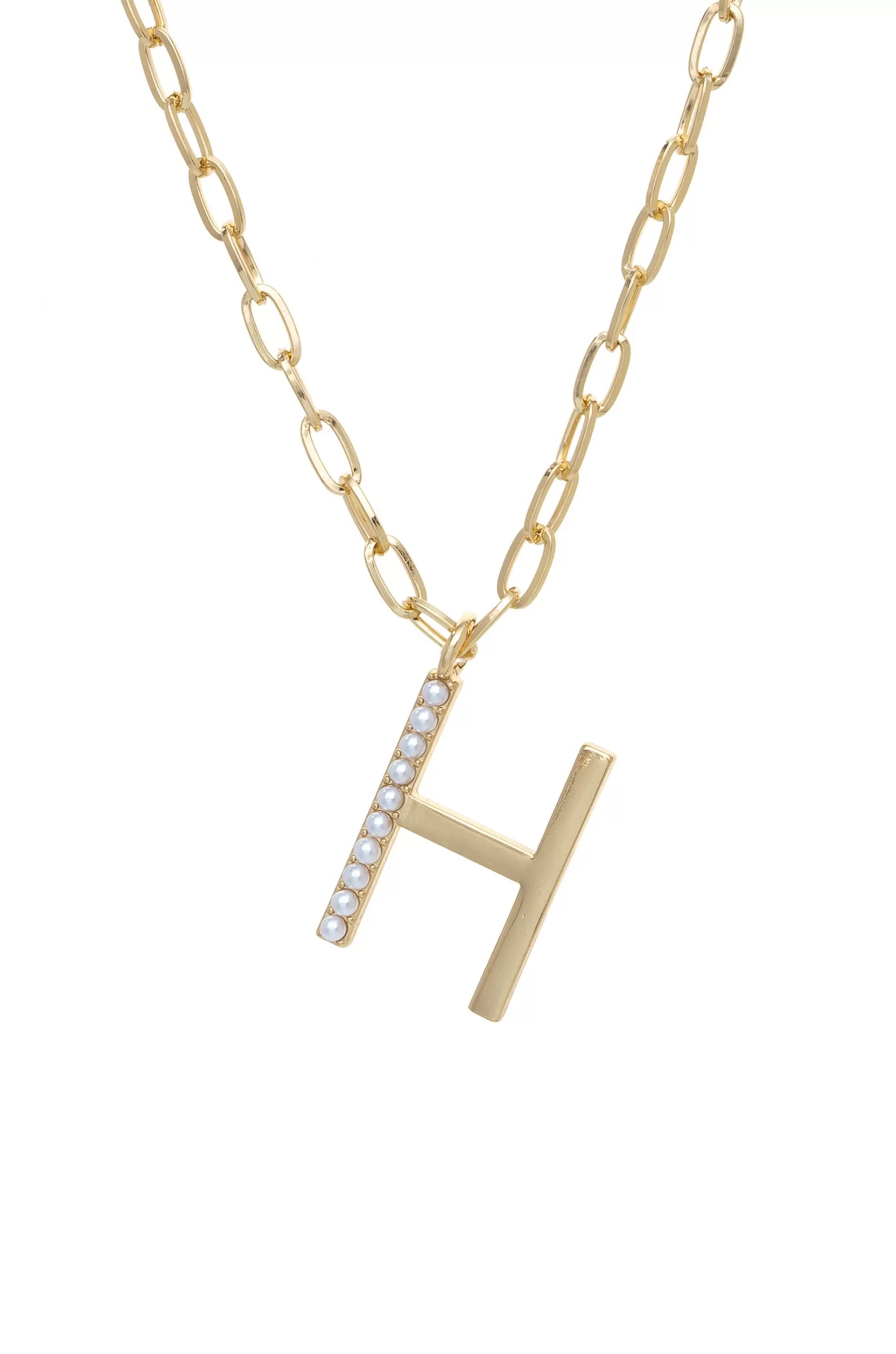 Pearl Initial 18k Gold Plated Necklace