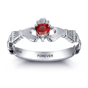 Personalized Engrave Name Birthstone Jewelry Claddagh 925 Sterling Silver Rings For Women