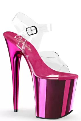 Pleaser USA Flamingo-808 Chrome 8inch Pleasers - Hot Pink