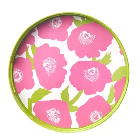 Poppies Pink 15 Inch Round Tray