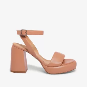 Powder pink women's goat leather platform sandal