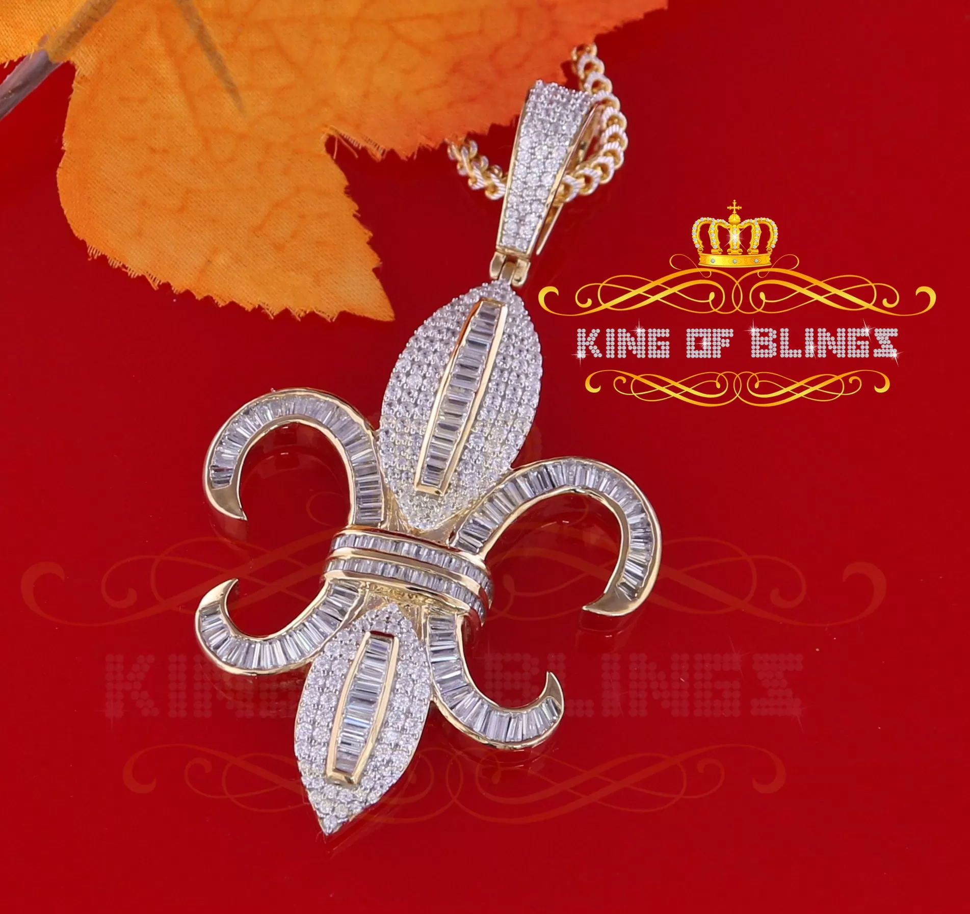 Promise Yellow Sterling Silver Fleur de Lis Pendant with 15.62ct Cubic Zirconia