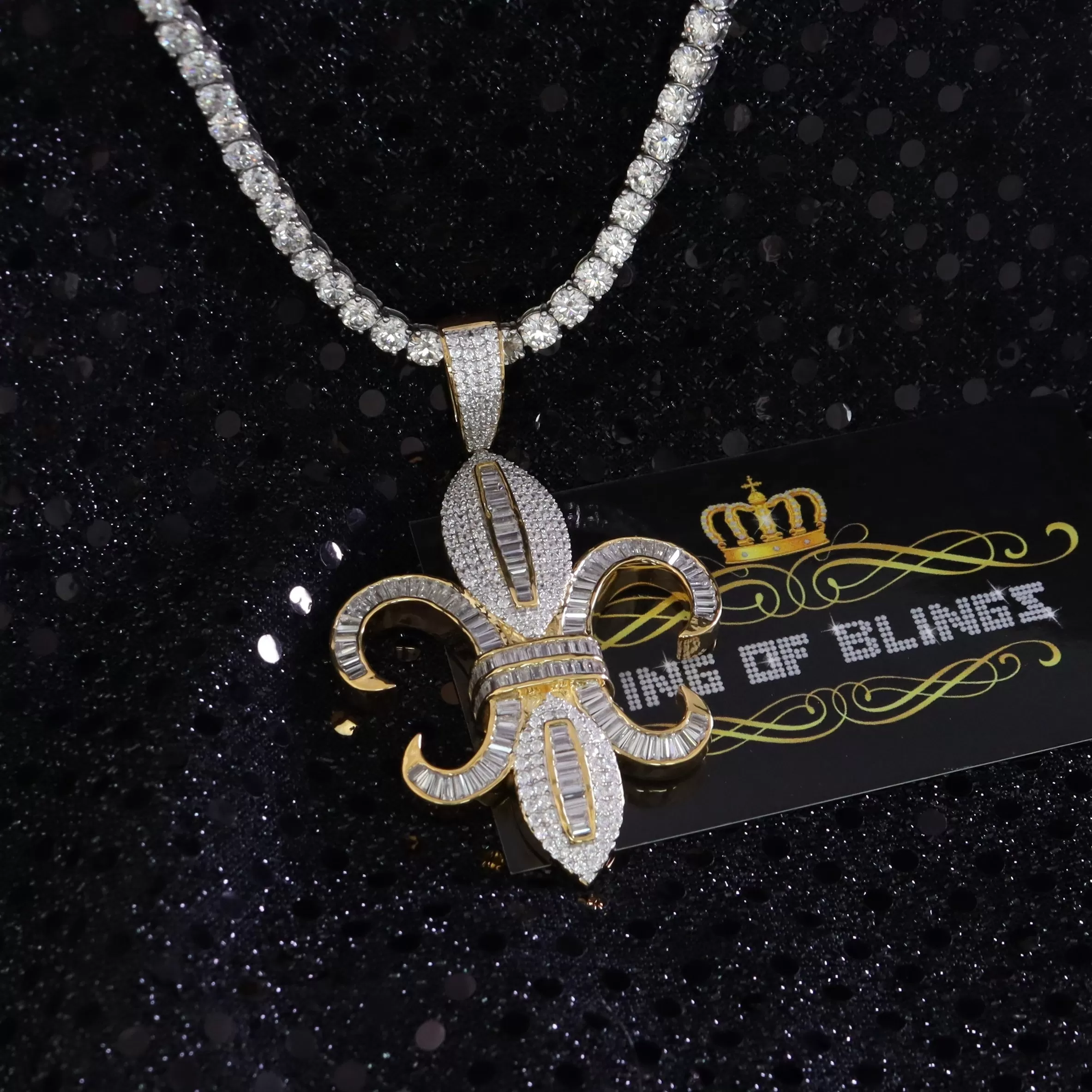 Promise Yellow Sterling Silver Fleur de Lis Pendant with 15.62ct Cubic Zirconia