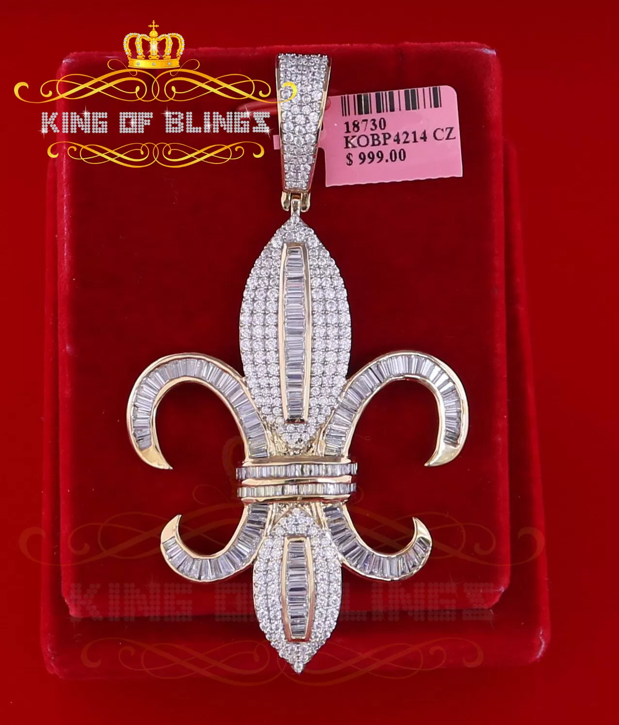 Promise Yellow Sterling Silver Fleur de Lis Pendant with 15.62ct Cubic Zirconia