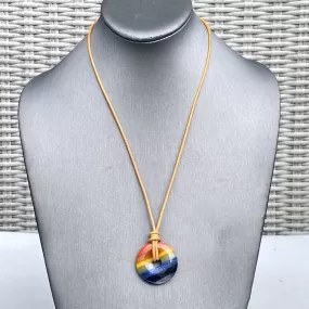 Rainbow Bonded Agate Gemstones Leather Necklace