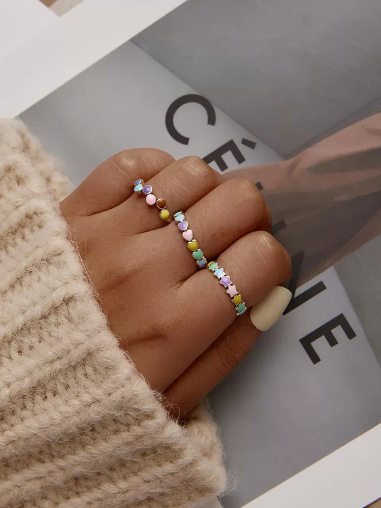 RAINBOW ENAMEL STARS RING