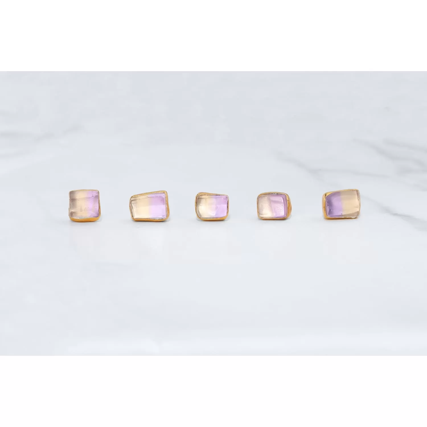 Raw Ametrine Stud Earrings w/ Gold Fill, Unique Natural Amethyst and Citrine Rough Crystal Jewelry. Cube Rectangle Gemstone. Handmade in USA