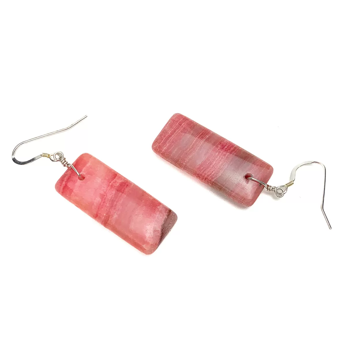 Rhodochrosite Earrings With Sterling Silver French Earwires