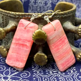 Rhodochrosite Earrings With Sterling Silver French Earwires