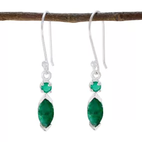 Riyo Comely Sterling Silver Earring For Damsel Indian Emerald Earring Bezel Setting Green Earring Dangle Earring