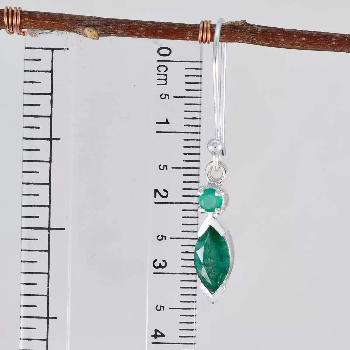 Riyo Comely Sterling Silver Earring For Damsel Indian Emerald Earring Bezel Setting Green Earring Dangle Earring