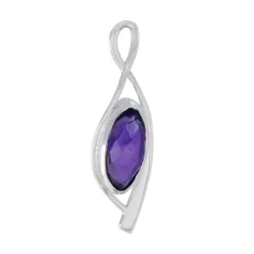 Riyo Elegant Gemstone Oval Checker Purple Amethyst 978 Sterling Silver Pendant Gift For Good Friday