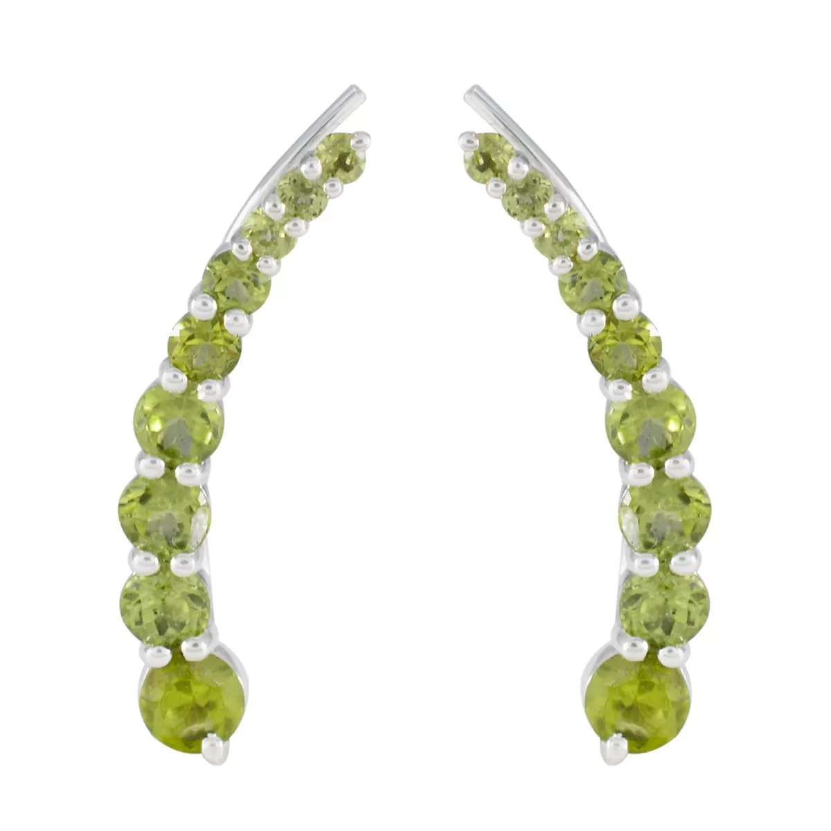 Riyo Fanciable 925 Sterling Silver Earring For Demoiselle Peridot Earring Bezel Setting Green Earring Ear Cuff Earring