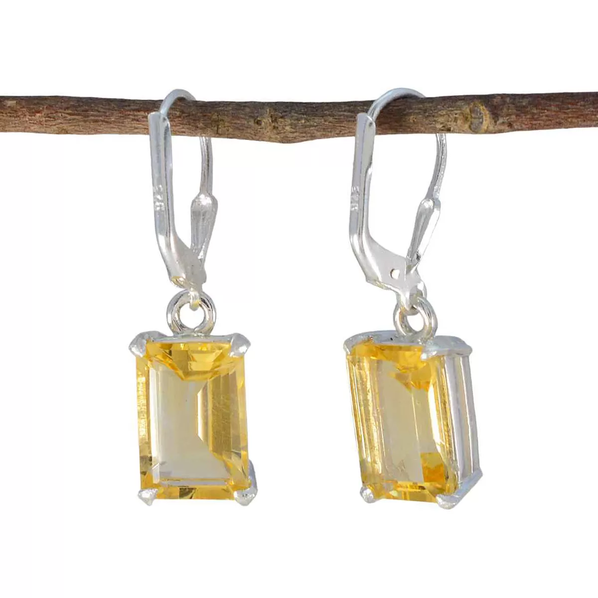 Riyo Foxy Sterling Silver Earring For Damsel Citrine Earring Bezel Setting Yellow Earring Dangle Earring