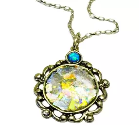 Roman glass from Israel necklace Israeli Sterling silver jewelry