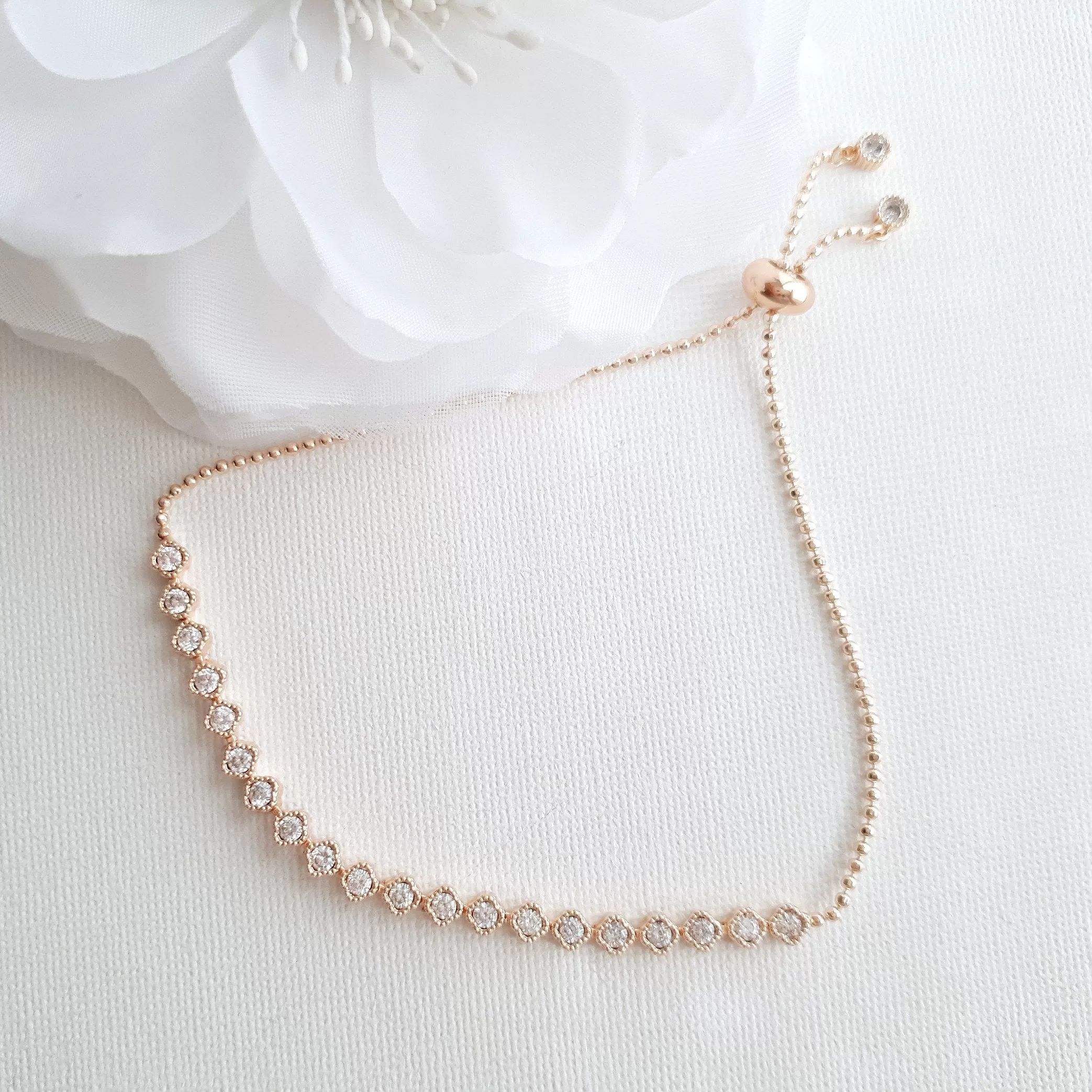 Rose Gold Sliding Bracelet for Brides-Celia