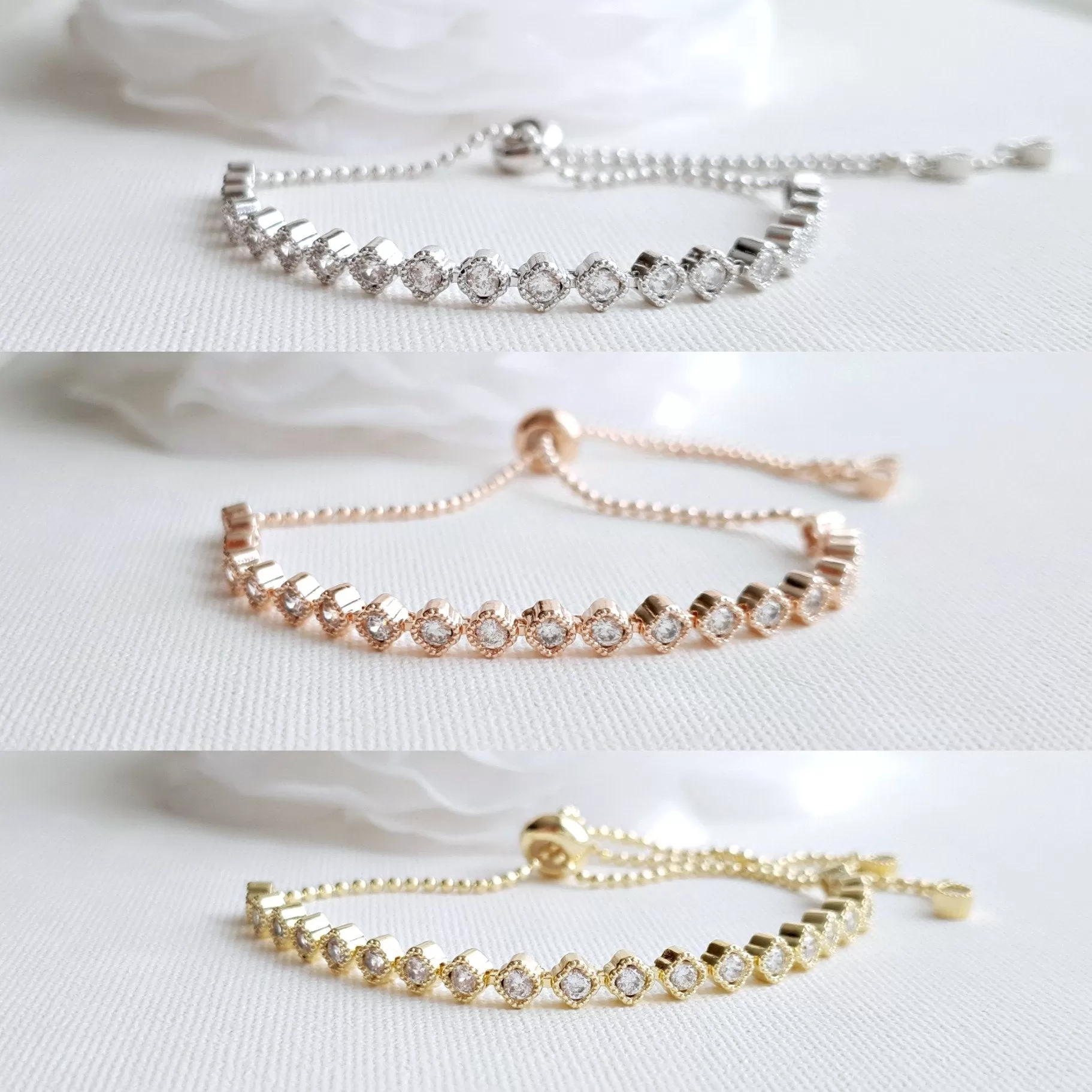 Rose Gold Sliding Bracelet for Brides-Celia