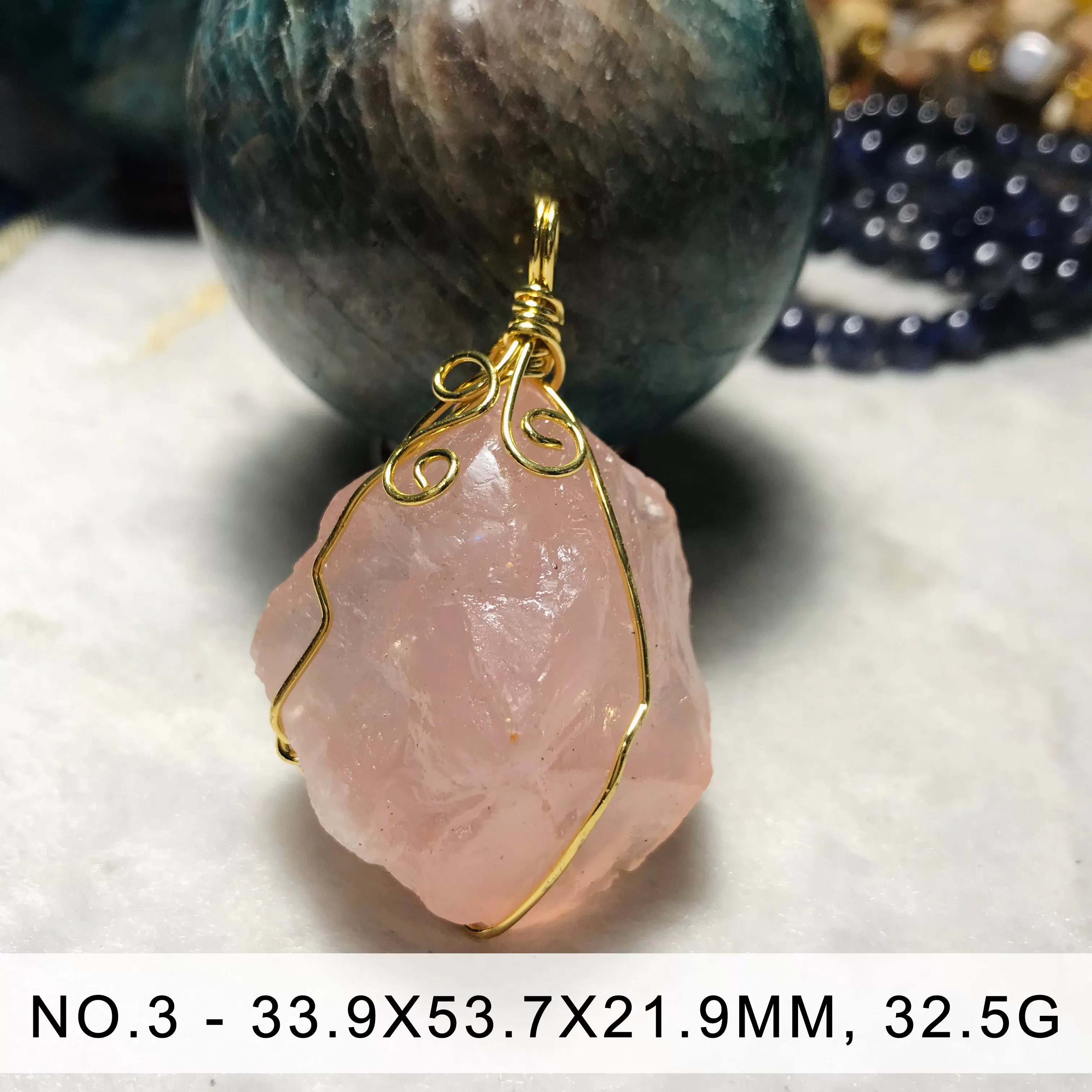 Rose Quartz Wire Wrapped Pendant | Handmade Natural Raw Stone Wired Wrapped Pendant | DIY Jewelry Parts