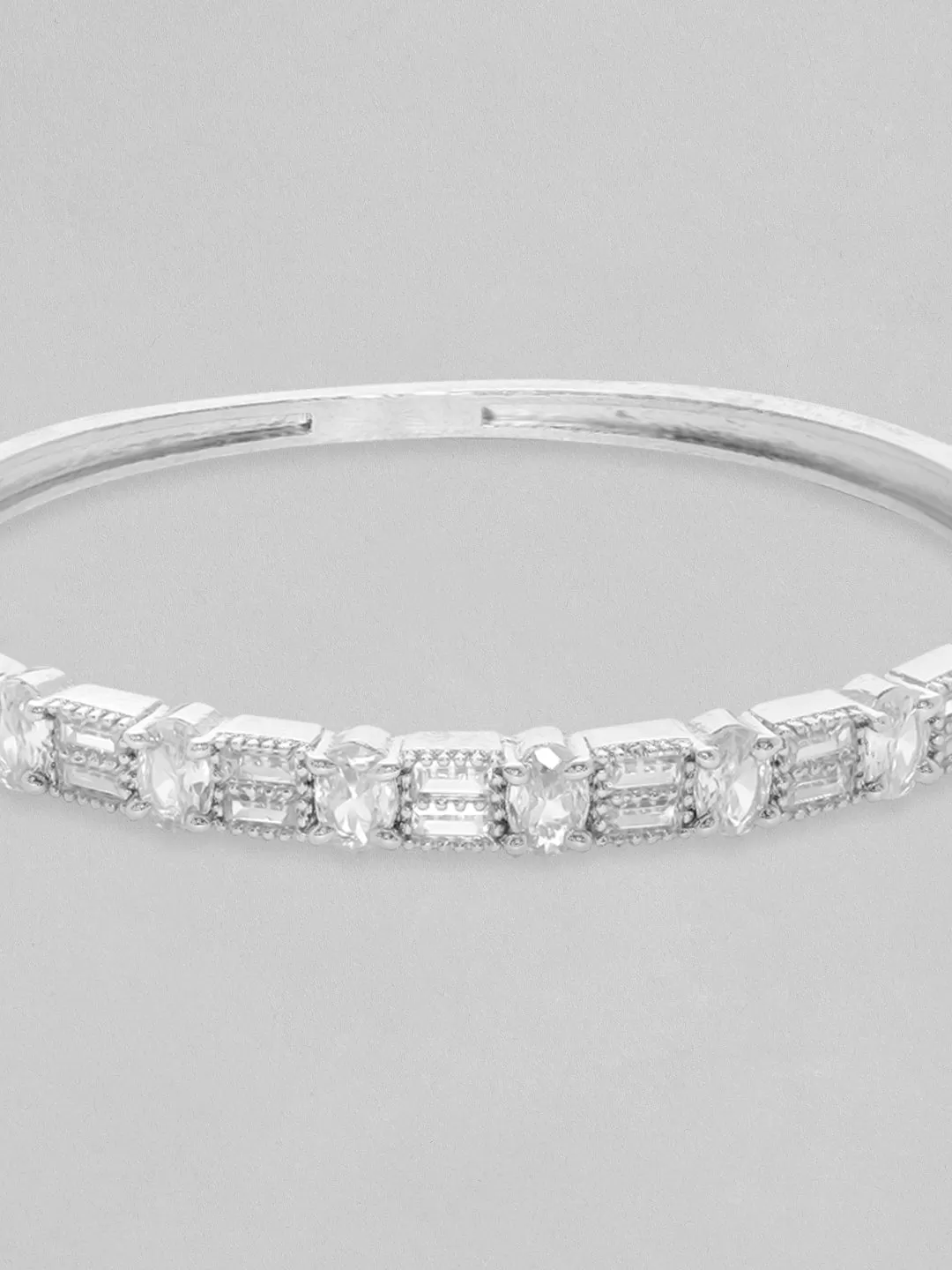 Rubans Rhodium plated crystal zirconia studded minimal bracelet