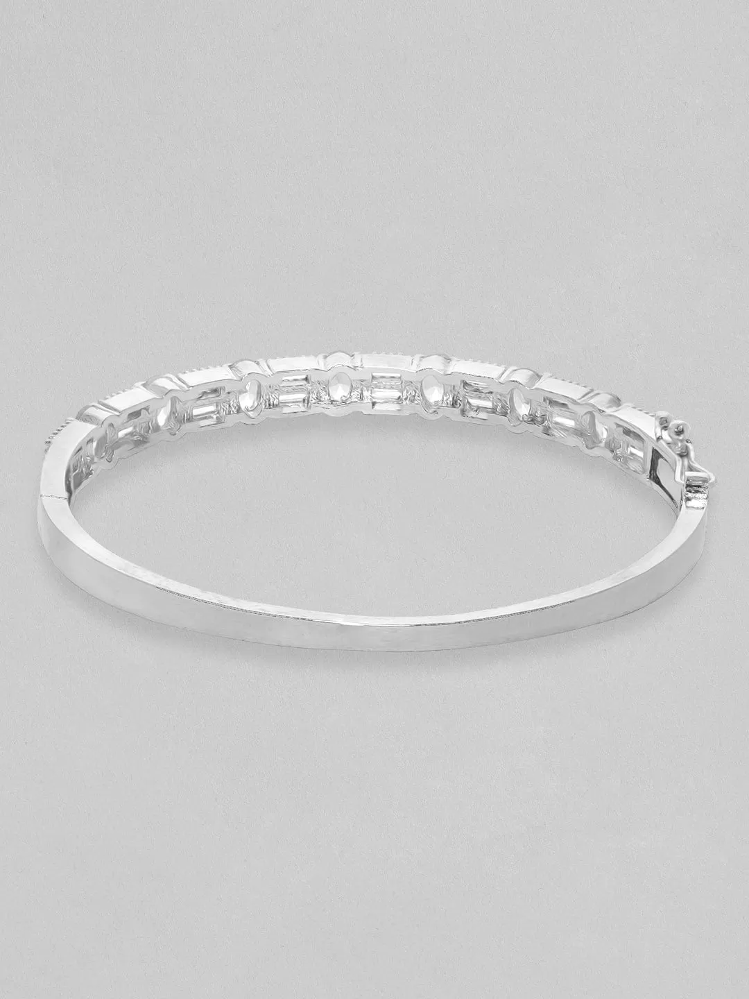 Rubans Rhodium plated crystal zirconia studded minimal bracelet